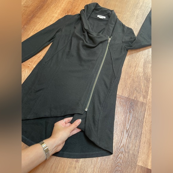 Helmut Lang womens wool sweater jacket cowl neck size petite zip up moto‎ - Picture 4 of 9